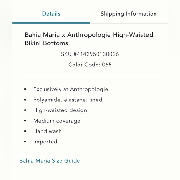 Bahia Maria x Anthropologie High-Waisted Bikini Bottoms | Pink Fuchsia | XS NWT - Picture 14 of 14